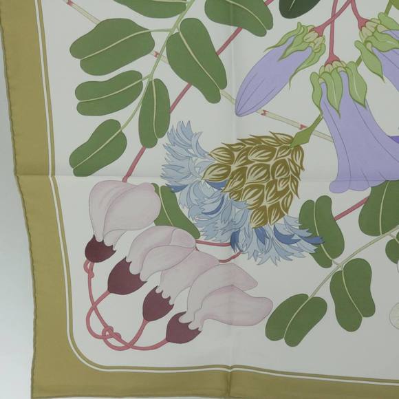 HERMES Carre 90 Flora Graeca Scarf Silk Beige Multicolor Auth am5676 - Picture 8 of 15